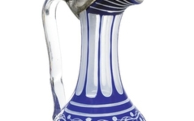A Silver-Mounted Overlay Glass Ewer, Possibly Bakhmetev Factory, Moscow, 1848