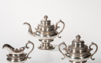 Three-piece Coin Silver Tea Service