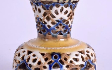 AN UNUSUAL ANTIQUE HUNGARIAN ZSOLNAY PECS RETICULATED