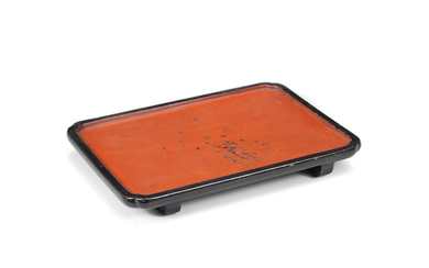 A Negoro red-and-black lacquer Tajikara-type tray