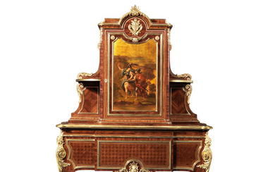 A fine French late 19th century kingwood, parquetry, brass strung and gilt bronze mounted cabinet