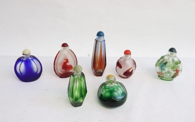 7 Chinese Peking glass snuff bottles