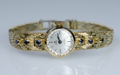 835 Gold-plated, Silver - Bracelet - Ladies watch - 0.50ct sapphires, mechanical