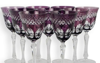(9 Pc) Bohemian Clear to Color Crystal Stemware
