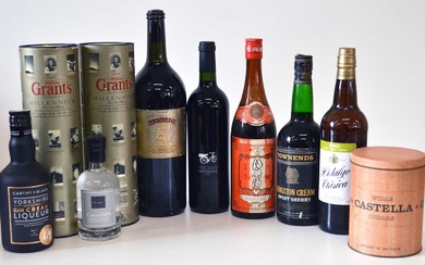 9 bottles Mixed Lot Fine Whisky, Margaux 2009, Sherries, Liqueurs and Cigars