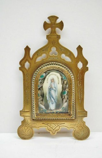Antique French Enamel of Mary Immaculate Conception +