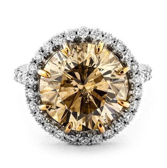 9.35 Tcw Yellow Diamond Ring - White gold - Ring - 8.45 ct Diamond - 0.90 ct Diamonds