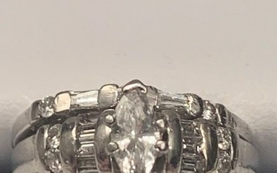 950 Platinum - Ring - 0.40 ct Diamond - Diamonds