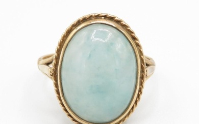 9ct gold vintage jade dress ring, hallmarked Birmingham 1965...