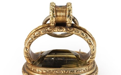 A 19th century gold mounted fob seal with citrine matrix