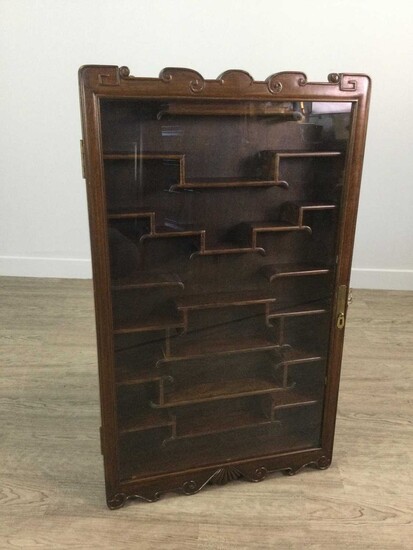 A 20TH CENTURY CHINESE WALL MOUNTING DISPLAY CABINET