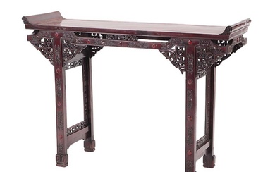 A CARVED CHINESE CONSOLE TABLE CIRCA 1920.