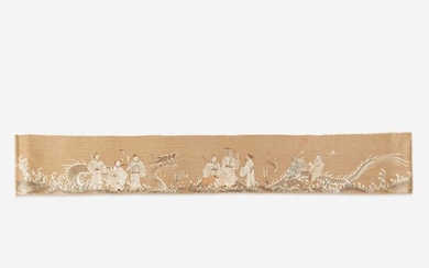 A Chinese embroidered panel depicting the eight Daoist Immortals with dragon 道教八仙刺绣