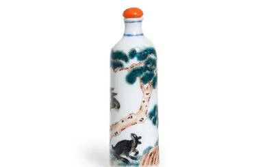 A Chinese enamelled 'badger and eagle' snuff bottle Late Qing dynasty, Lu...