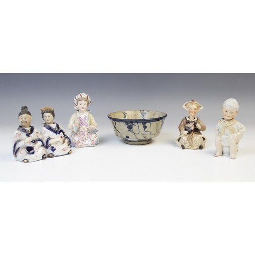 A Chinese 'nodding' figural group, modelled as a man and wom...