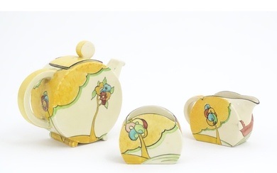A Clarice Cliff tea set decorated in the Moonlight pattern c...