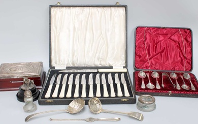 A Collection of Assorted Silver and Silver Plate, including a...