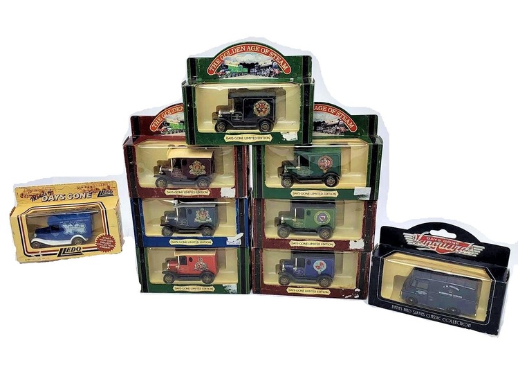 A Collection of Nine Die Cast Model Vehicles, Including Lledo Days Gone & Del Prado, in Original Packaging