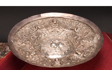 A Continental silver dish, probably German, repousse chased ...
