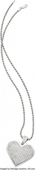 A Diamond and White Gold Pendant-Necklace Stones
