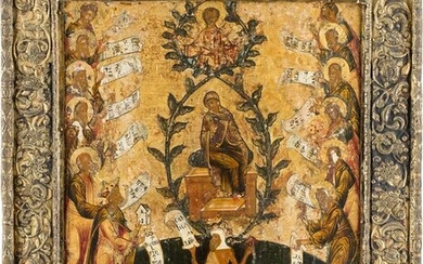 A FINE ICON SHOWING THE PRAISE OF THE MOTHER OF GOD