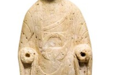 A FINE WHITE MARBLE FIGURE OF THE STANDING BUDDHA.
