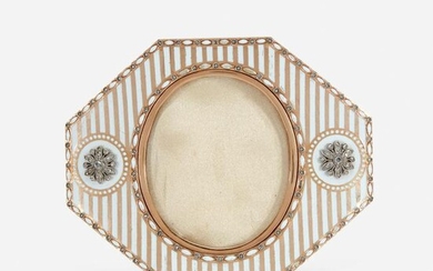 A Fabergé octagonal rose gold and diamond-set white