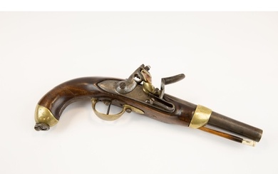 A French 14 bore 1822 model flintlock holster pistol made fo...
