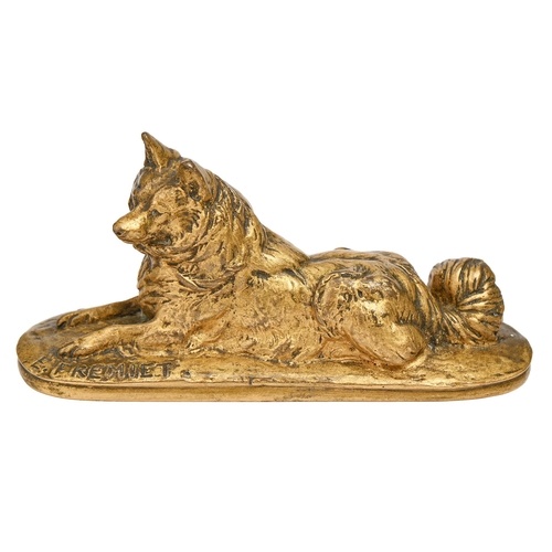 A French gilt bronze sculpture of a dog cast from a model by...