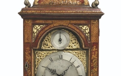 A GEORGE III RED AND GILT-JAPANNED STRIKING TABLE CLOCK WITH PULL REPEAT