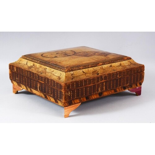 A GOOD EARLY 20TH CENTURY JAPANESE STRAW WORK LIDDED BOX, in...