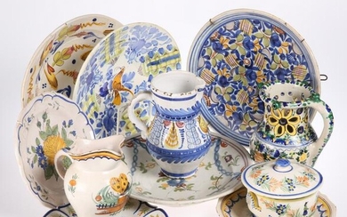 A GROUP OF CONTINENTAL TIN-GLAZED EARTHENWARE