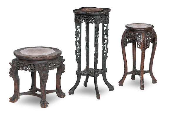 A GROUP OF THREE CHINESE HARDWOOD STANDS