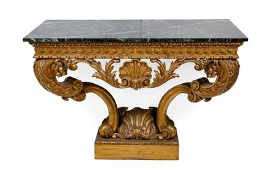 A George II Style Giltwood Console with Verde Antico