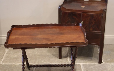 A George III mahogany tray top bedside chest, the galleried ...