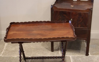 A George III mahogany tray top bedside chest, the galleried ...