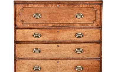 A George IV mahogany and line inlaid secretaire chest of dra...