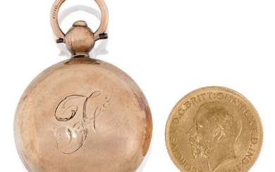 A George V gold sovereign, 1918, and a 9ct gold sovereign case with engraved initial to front (2)