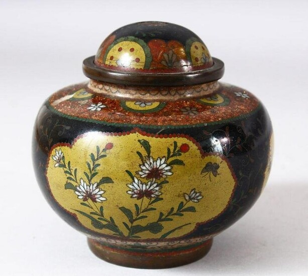 A JAPANESE CLOISONNE KORO AND COVER, the bowl with