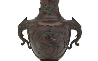 A Japanese bronze urn