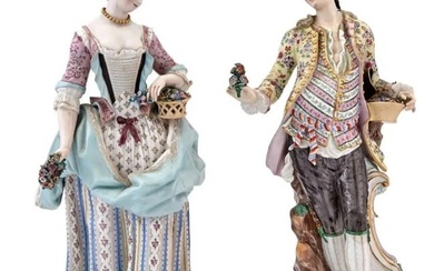 A LARGE PAIR OF MEISSEN FIGURES