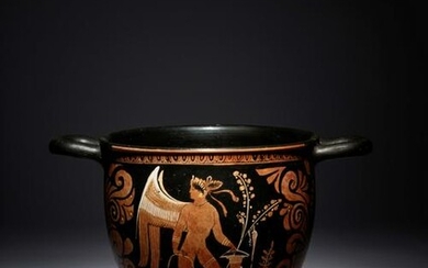 A Large Apulian Red-Figured Skyphos with Eros Height 10