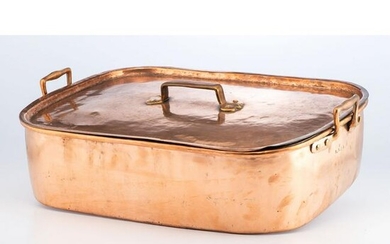 A Large English Copper Roasting Pan with Lid