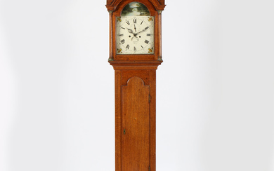 A MID 19TH CENTURY OAK CASED 8 DAY LONGCASE CLOCK BY GISCARD OF ELY.
