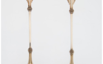 A Pair of James Dixon & Sons Partial Gilt Silver-Plated Macaroni Spoons (mid-19th century)