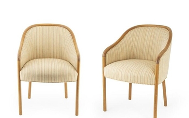 A Pair of Ward Bennet Upholstered Bentwood Chairs