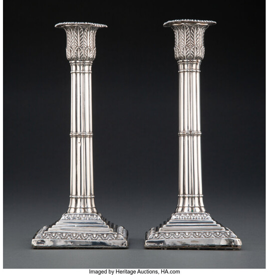 A Pair of Weighted Elkington & Co. Ltd. Silver Candlesticks (1899)