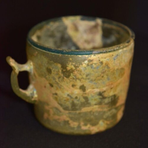 A RARE ISLAMIC GLASS CANDLESTICK HOLDER CUP 10TH/12TH CENTUR...