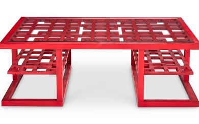 A RED PAINTED 'SHIGA' COFFEE TABLE