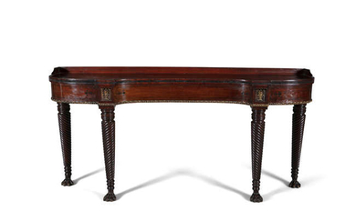 A REGENCY INLAID MAHOGANY BREAKFRONT SERVING TABLE, in...
